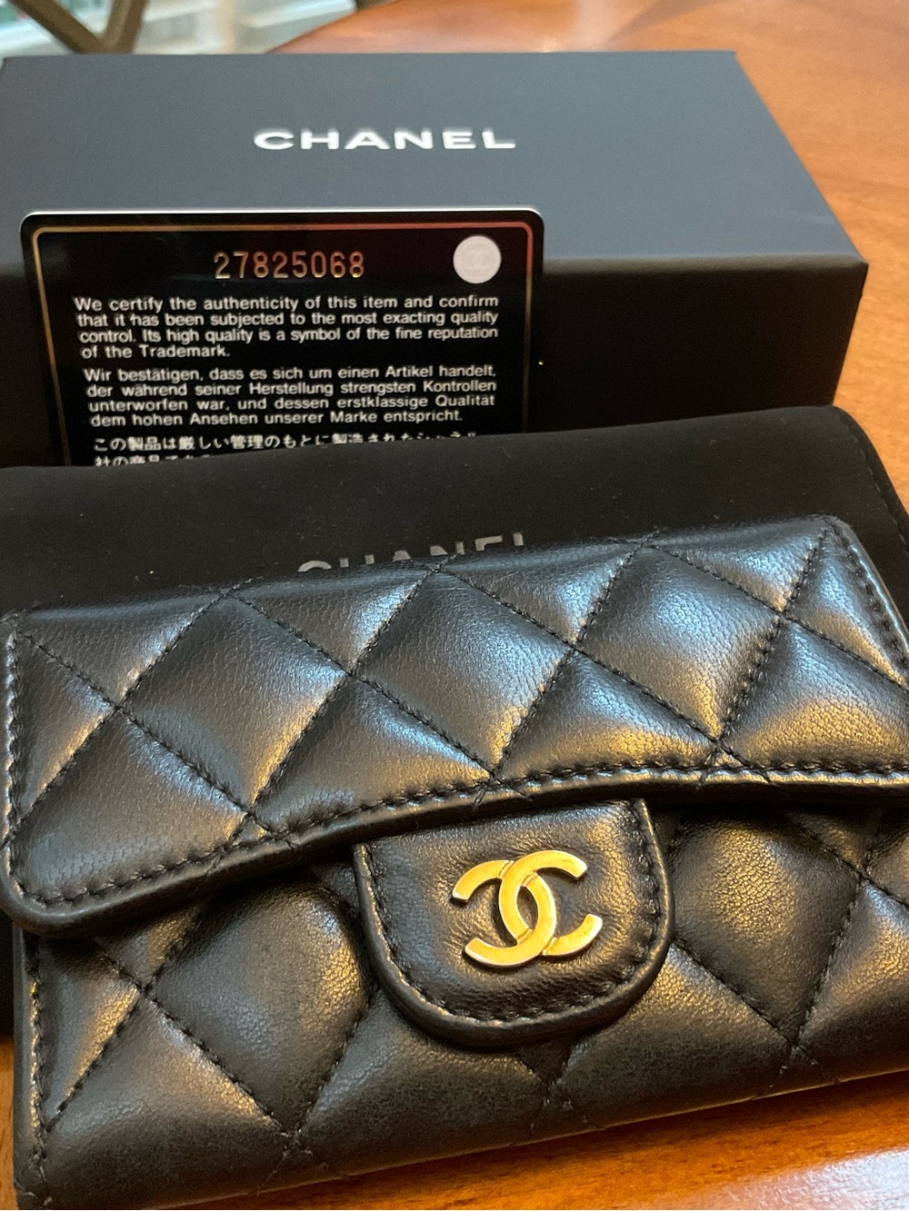 Chanel Classic Black lambskin wallet decade with Gold CC logo AUTHENTIC